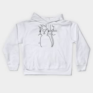 Cat In the City Line Drawing Kids Hoodie